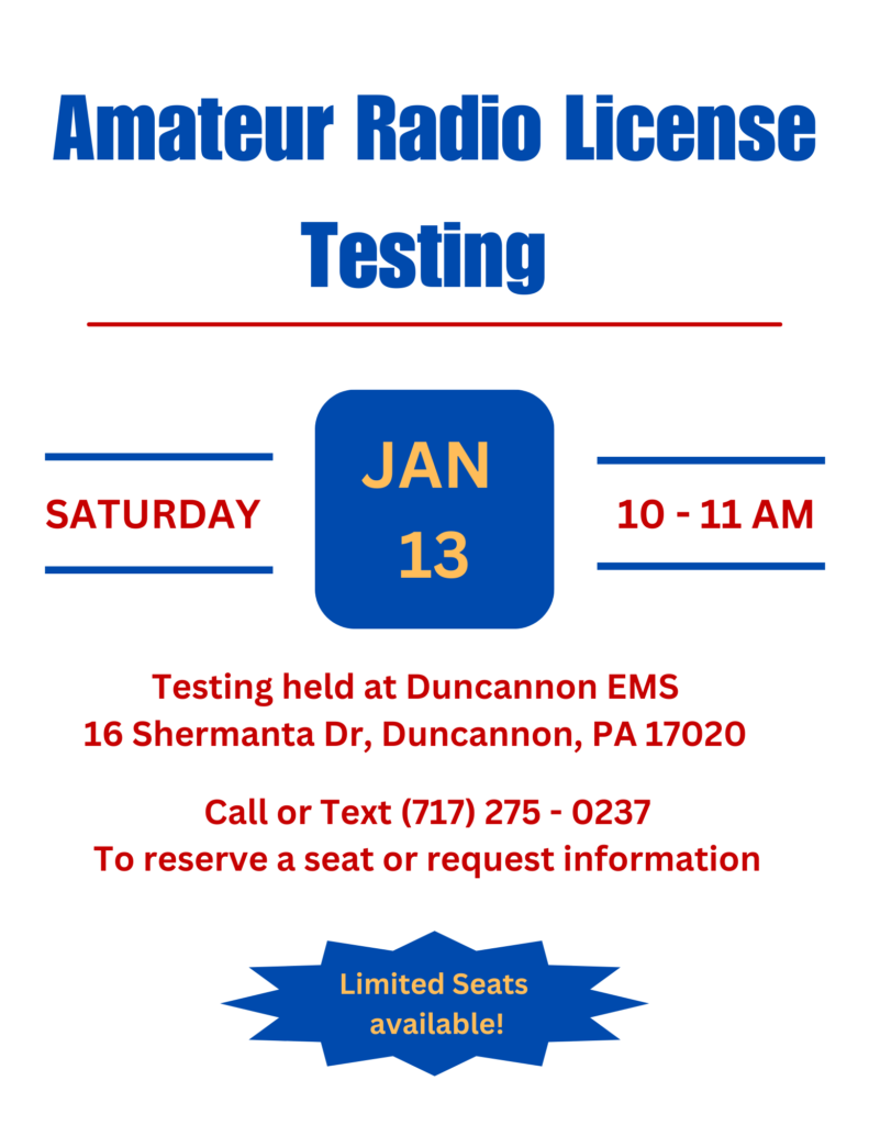 January License Testing Perry County Amateur Radio Club